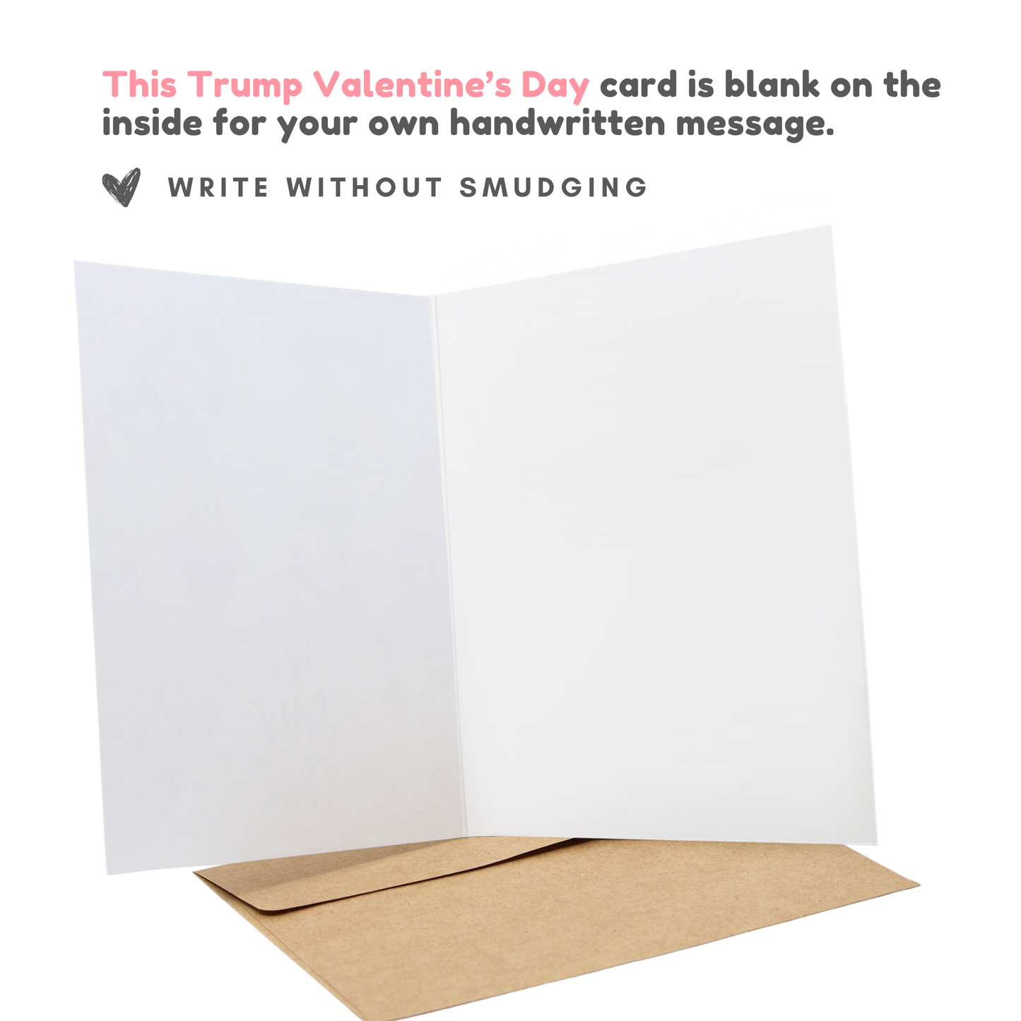Blank Valentine's Day card with a brown envelope on a white background