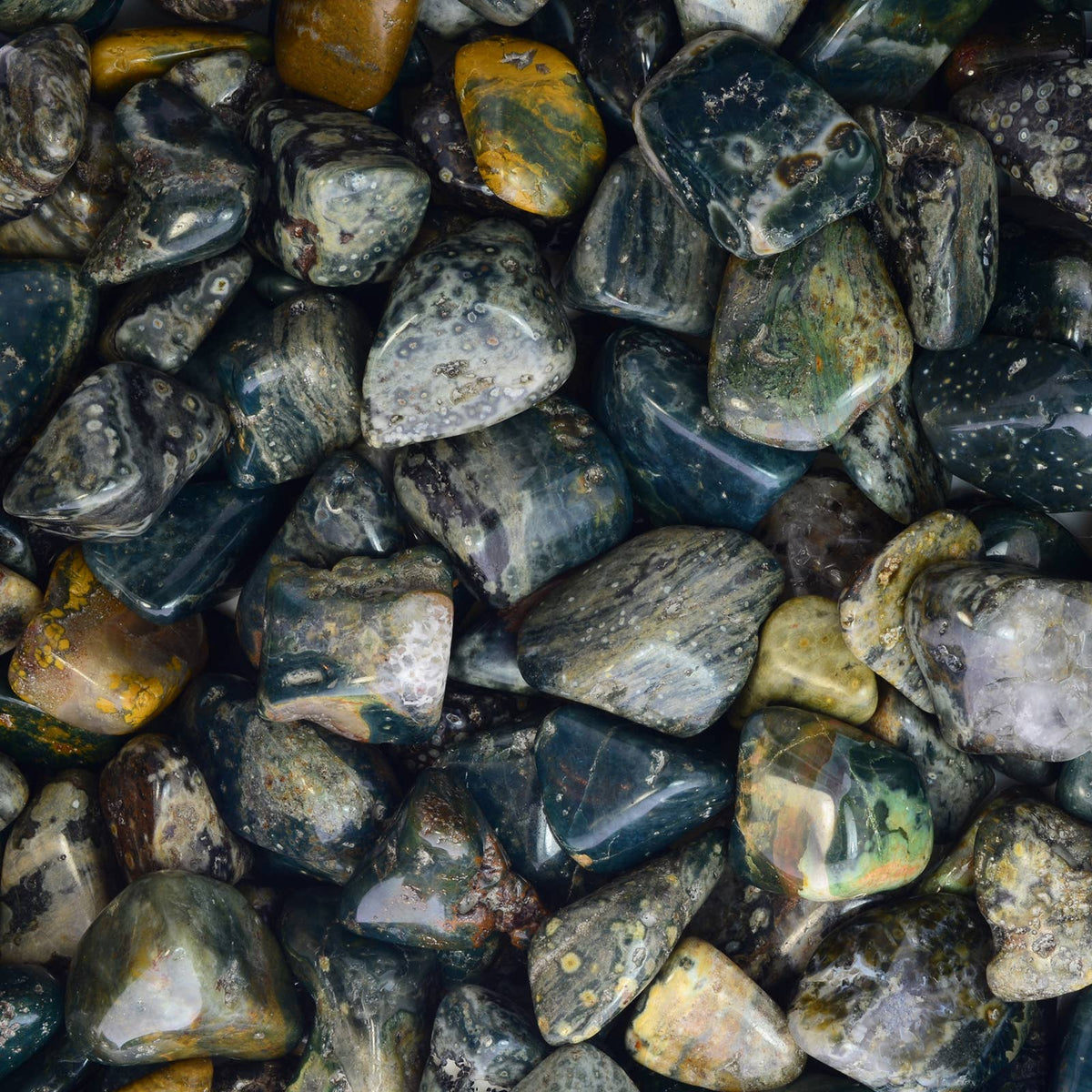 Close-up of variously colored stones and pebbles