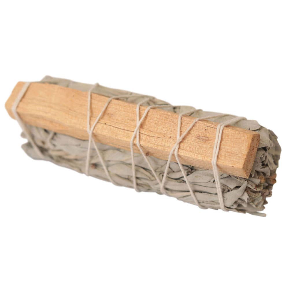 Bundled sage stick on a white background