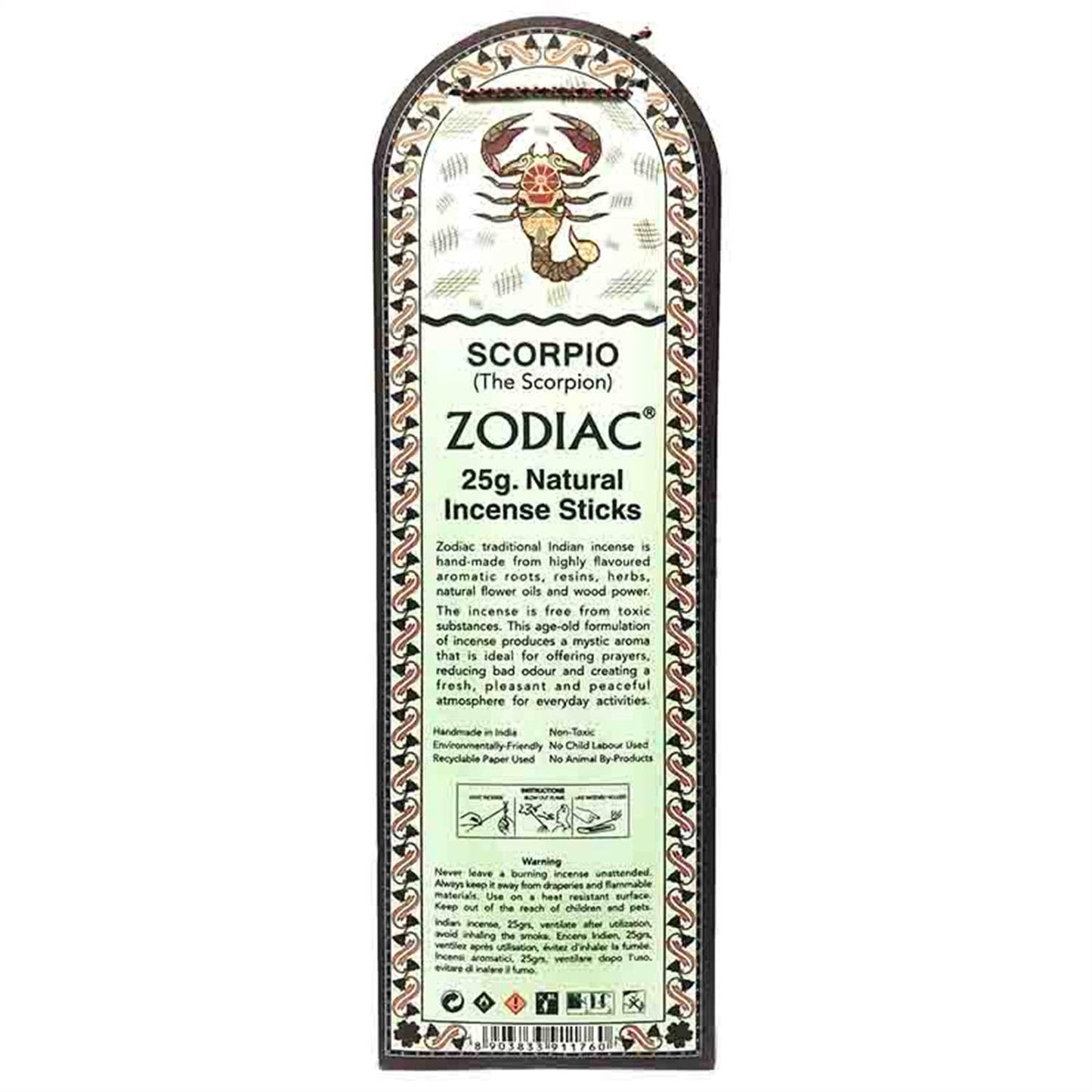 Zodiac Scorpio incense stick packaging on a white background