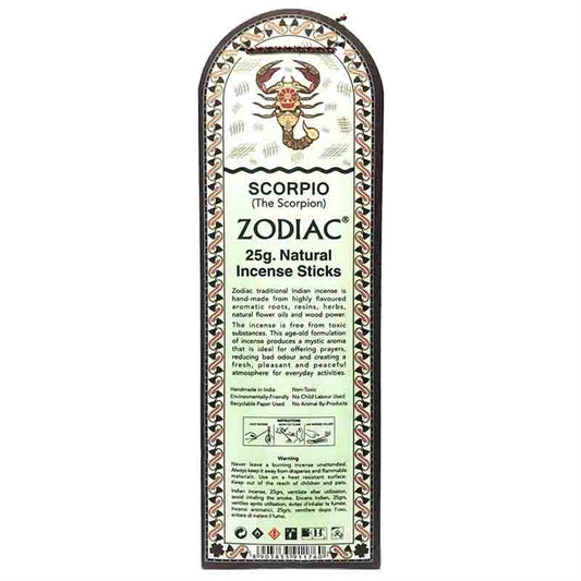 Zodiac Scorpio incense stick packaging on a white background