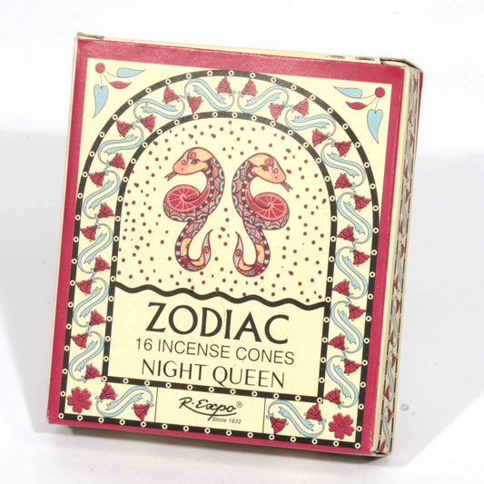 Box of Zodiac Incense Cones with decorative design on a white background