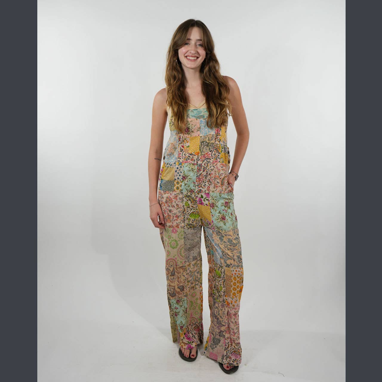 Hippie Boho Cotton Floral Patchwork Overall