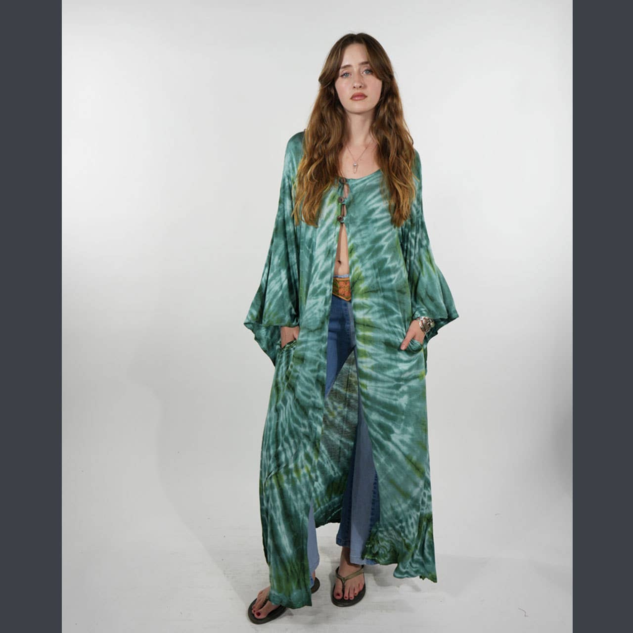 Boho Hippie Viscose Tie Dye Grateful Dead Duster