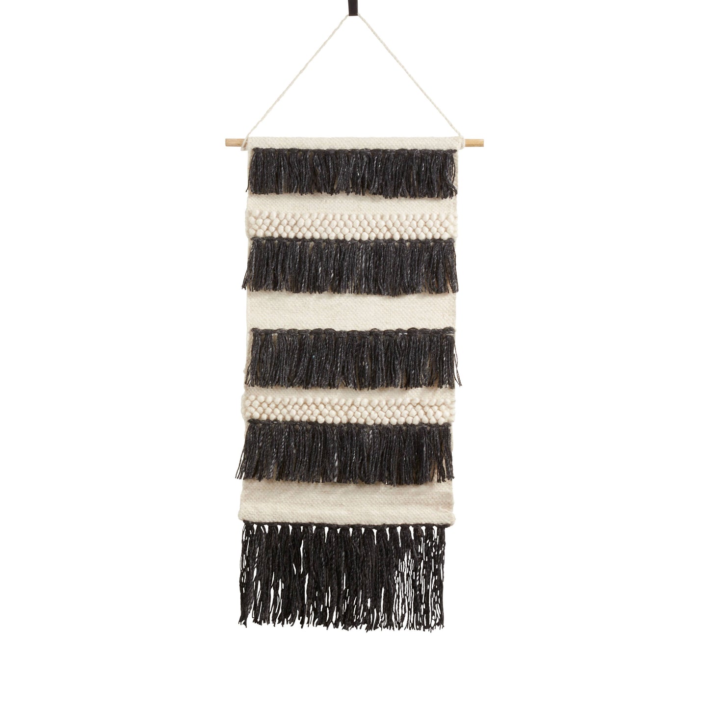 Textured Woven Wall Hanging With Fringe Layered Design