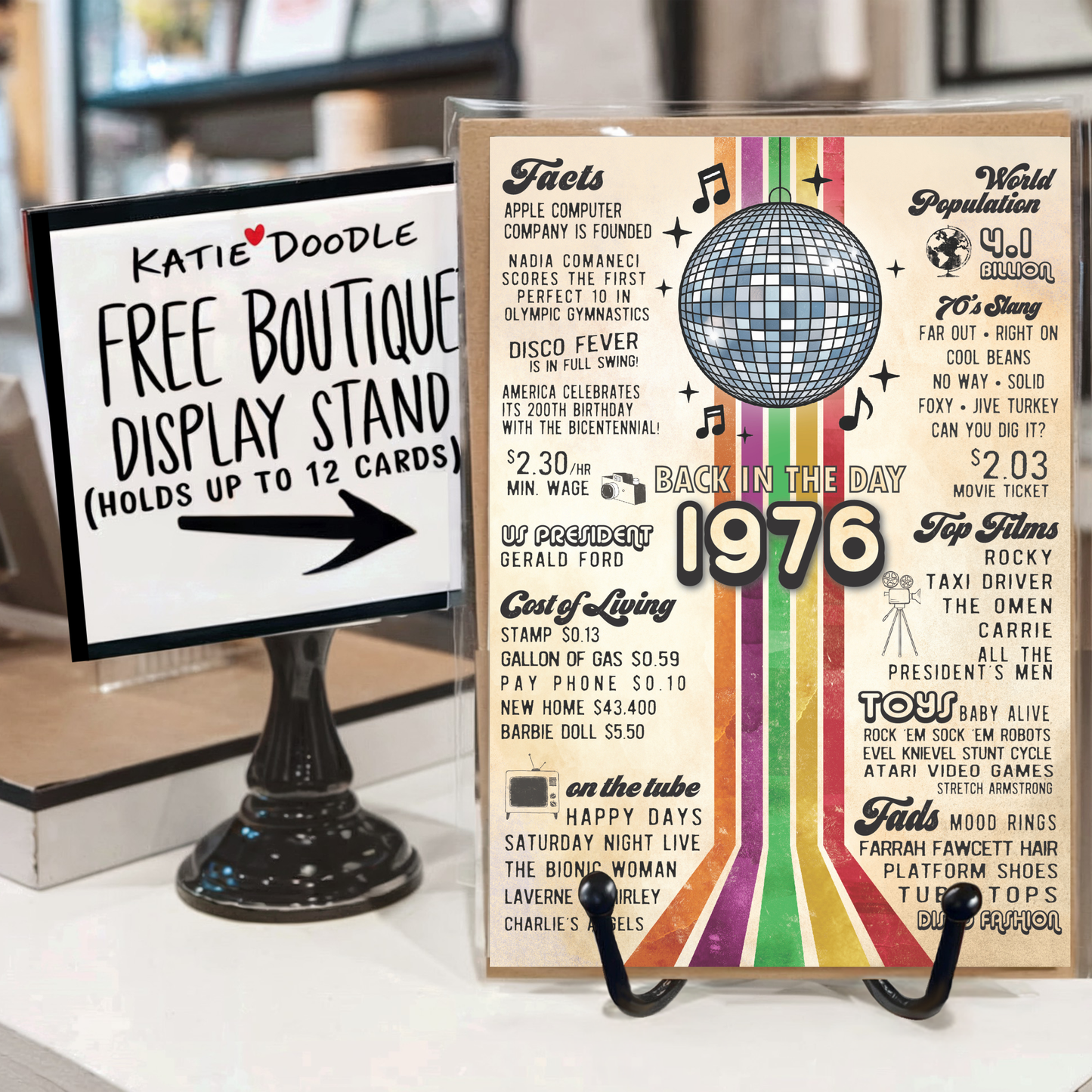 50th Birthday Card, Greeting Cards | 1976 Disco Era, display