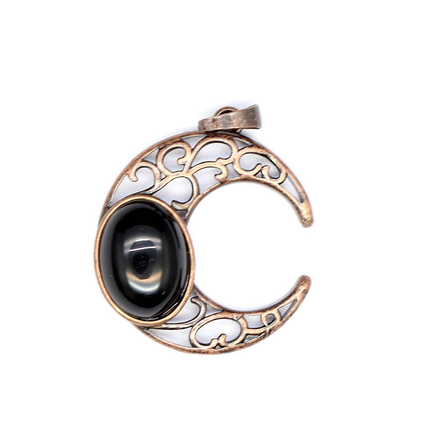 Natural Stone Hollow Moon Charm (Single Pendant) - CS/MS