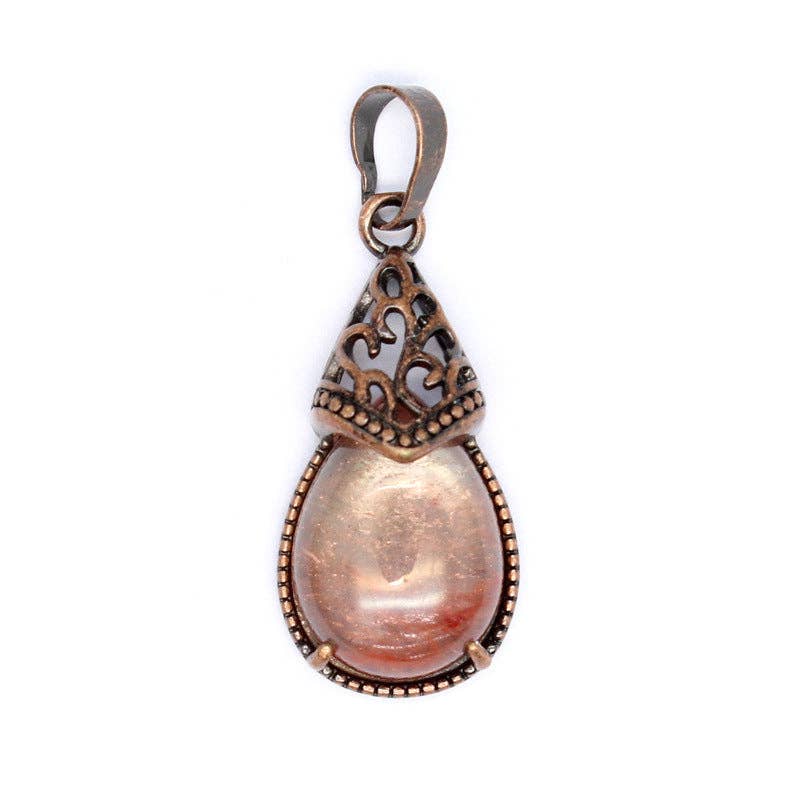 Drop-shaped Natural Stone Bronze Charms (Single Pendant) -CS