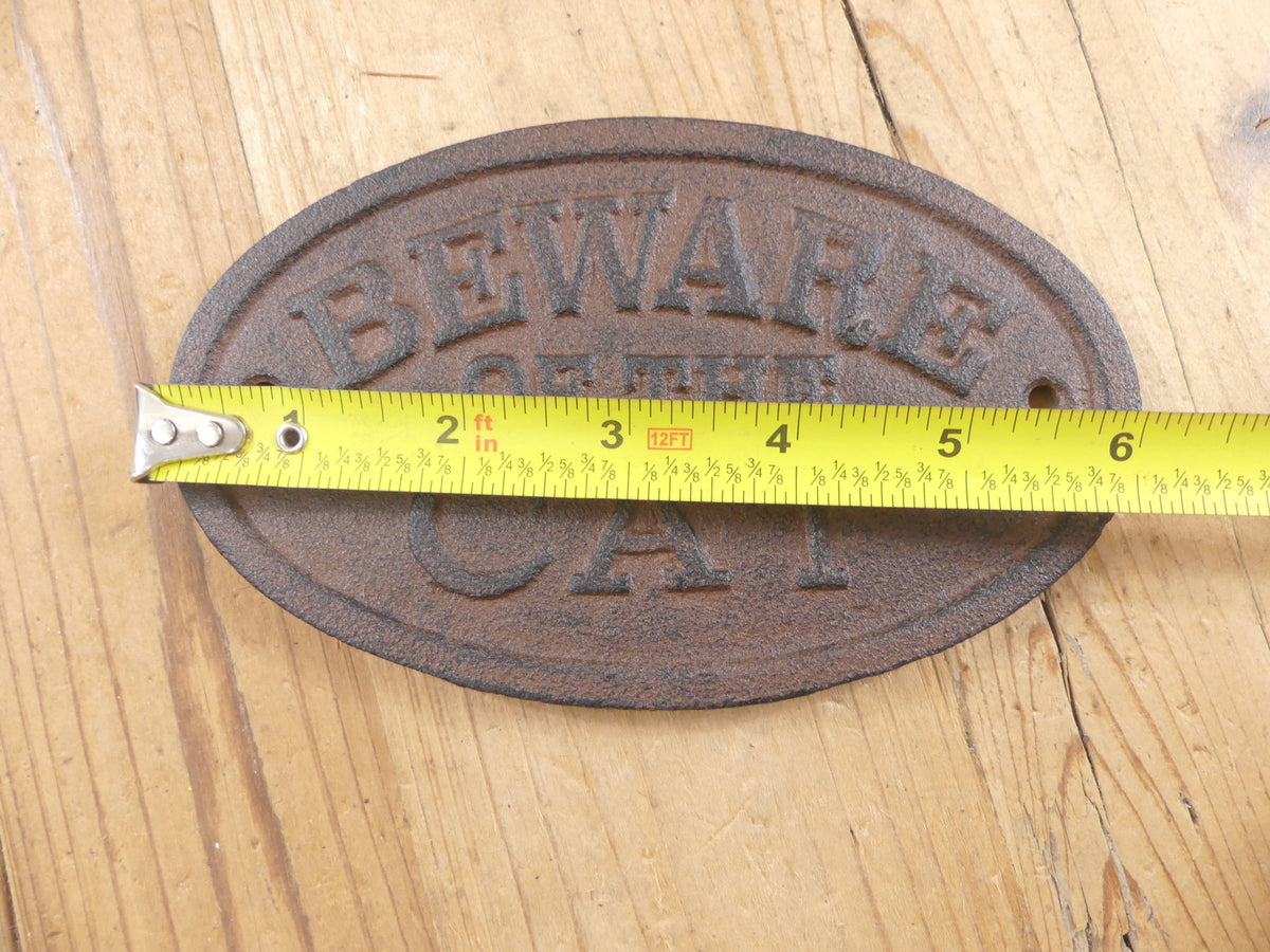 CAST IRON BEWARE OF THE CAT SIGN