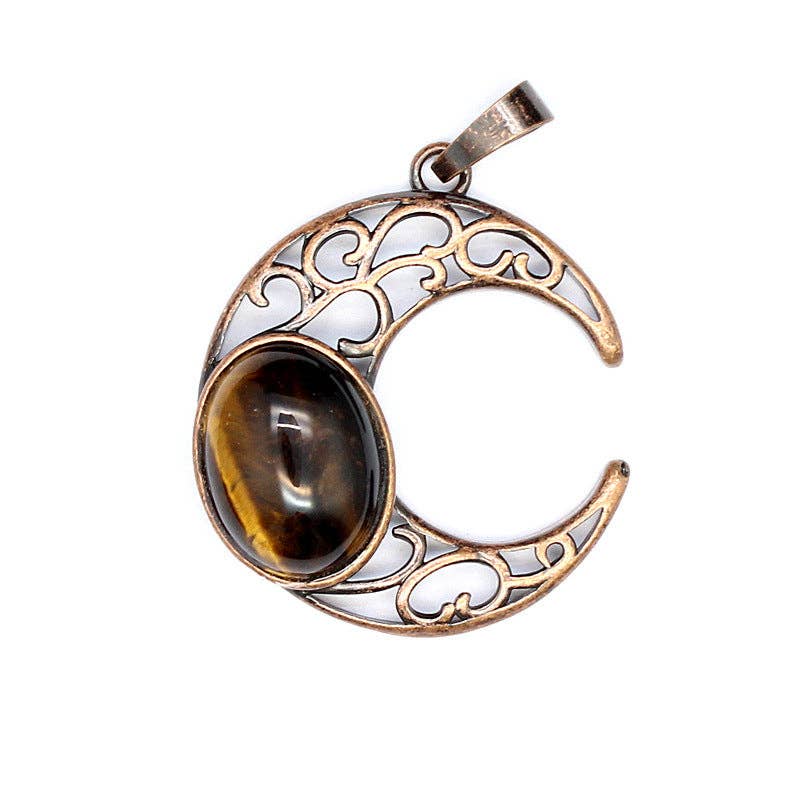 Natural Stone Hollow Moon Charm (Single Pendant) - CS/MS