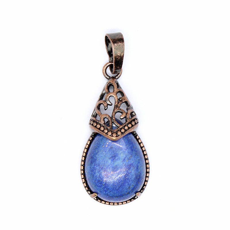Drop-shaped Natural Stone Bronze Charms (Single Pendant) -CS