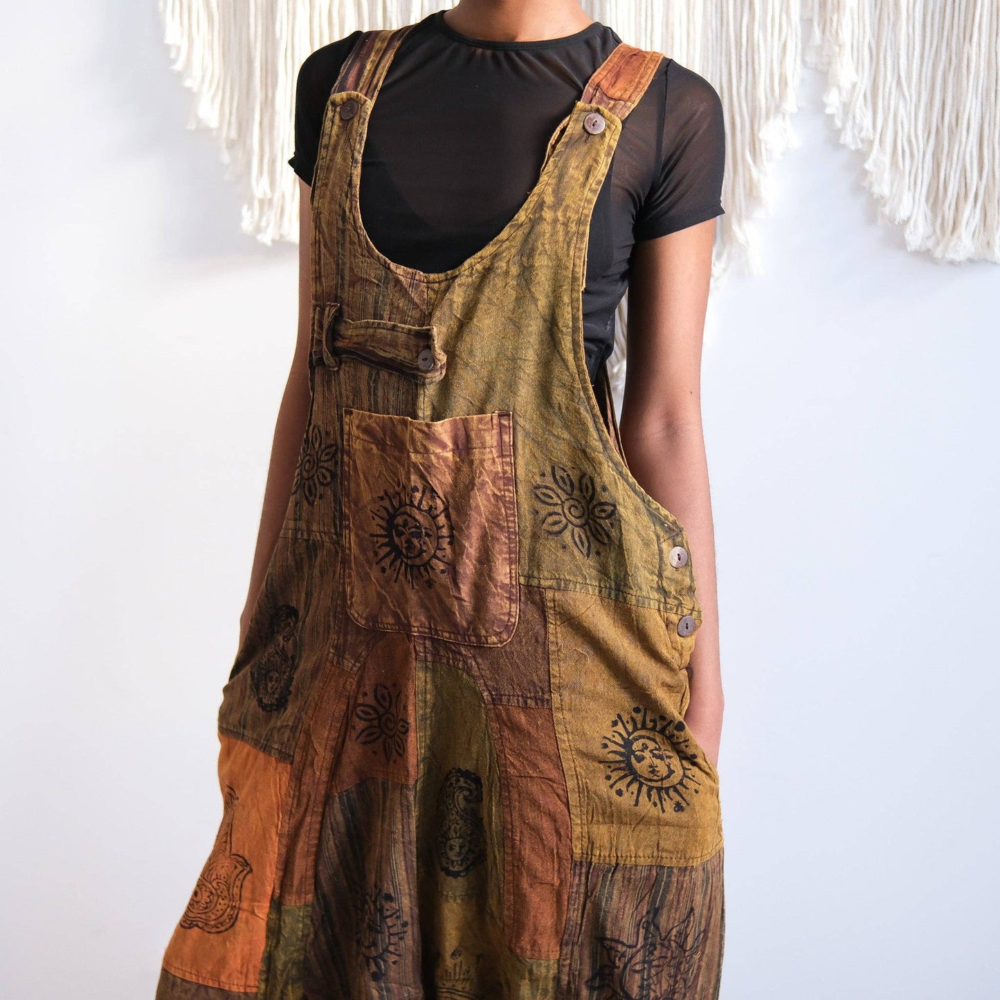 Patchwork Harem Cotton Unisex Jumpsuits (P19-K3C)