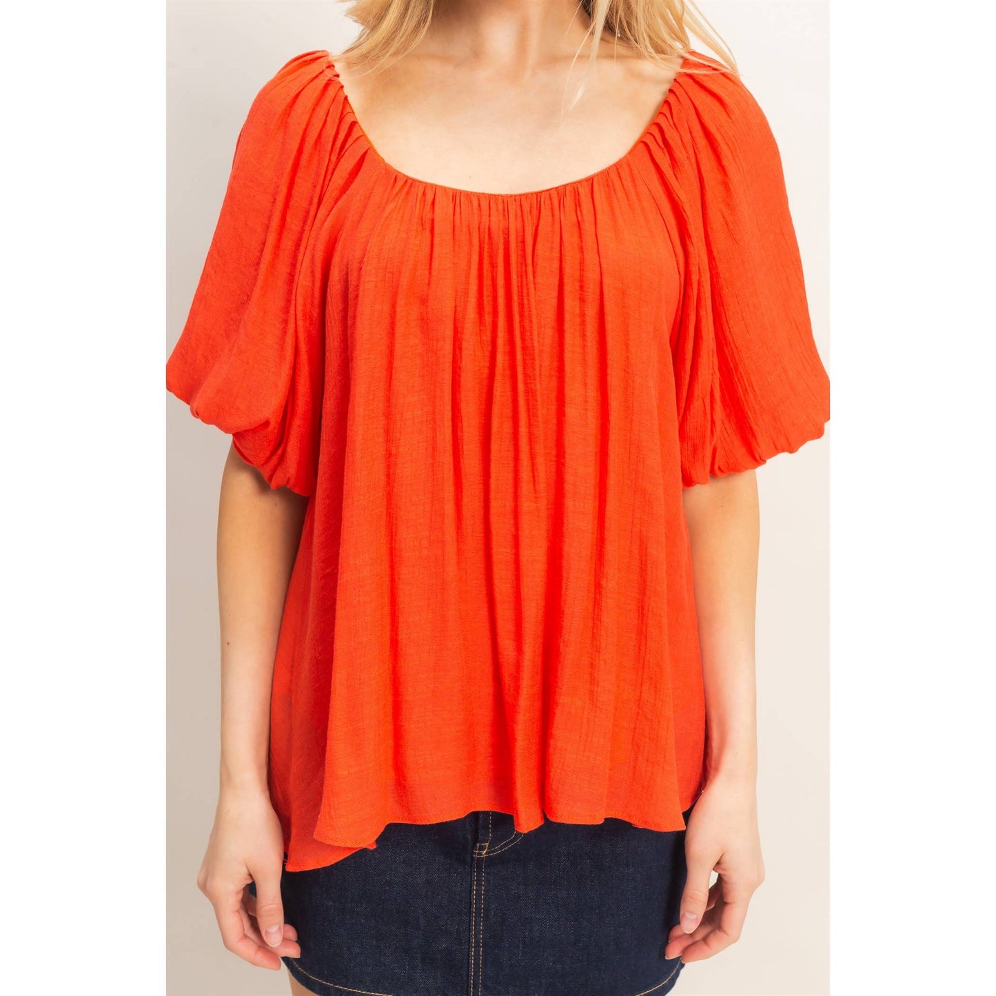 Gathered Puff Sleeve Blouse