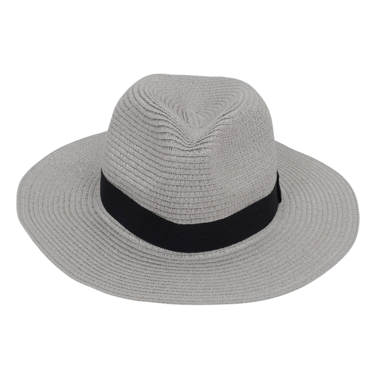 Wide Brim Straw Fedora Sun Hat Black Band Panama UV Hat