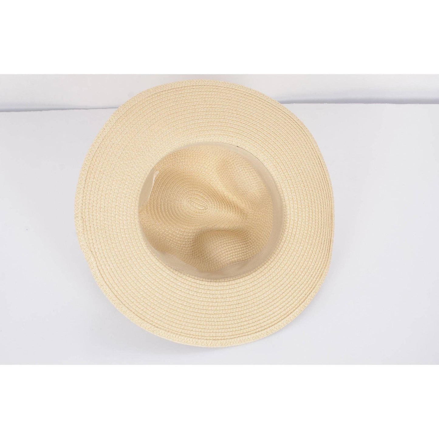 Wide Brim Straw Fedora Sun Hat Black Band Panama UV Hat