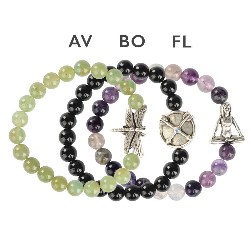 SILVER 8MM INLINE CHARM ENERGY BEAD BRACELETS