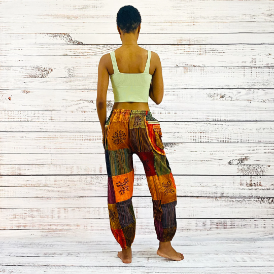 Patchwork Cotton Pants with Multi Pocket (P45-A2E)