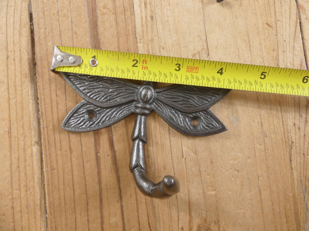 GLAZED IRON DRAGONFLY COAT HOOK