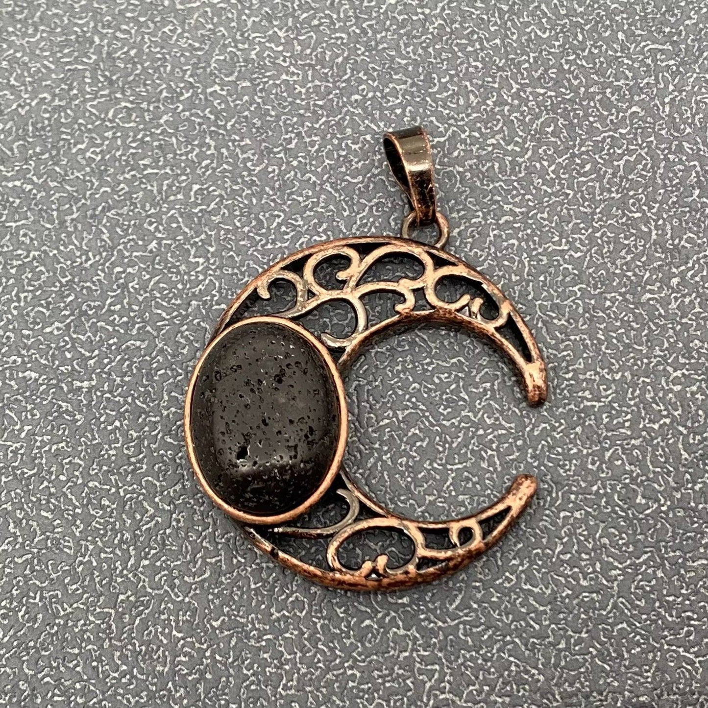 Natural Stone Hollow Moon Charm (Single Pendant) - CS/MS