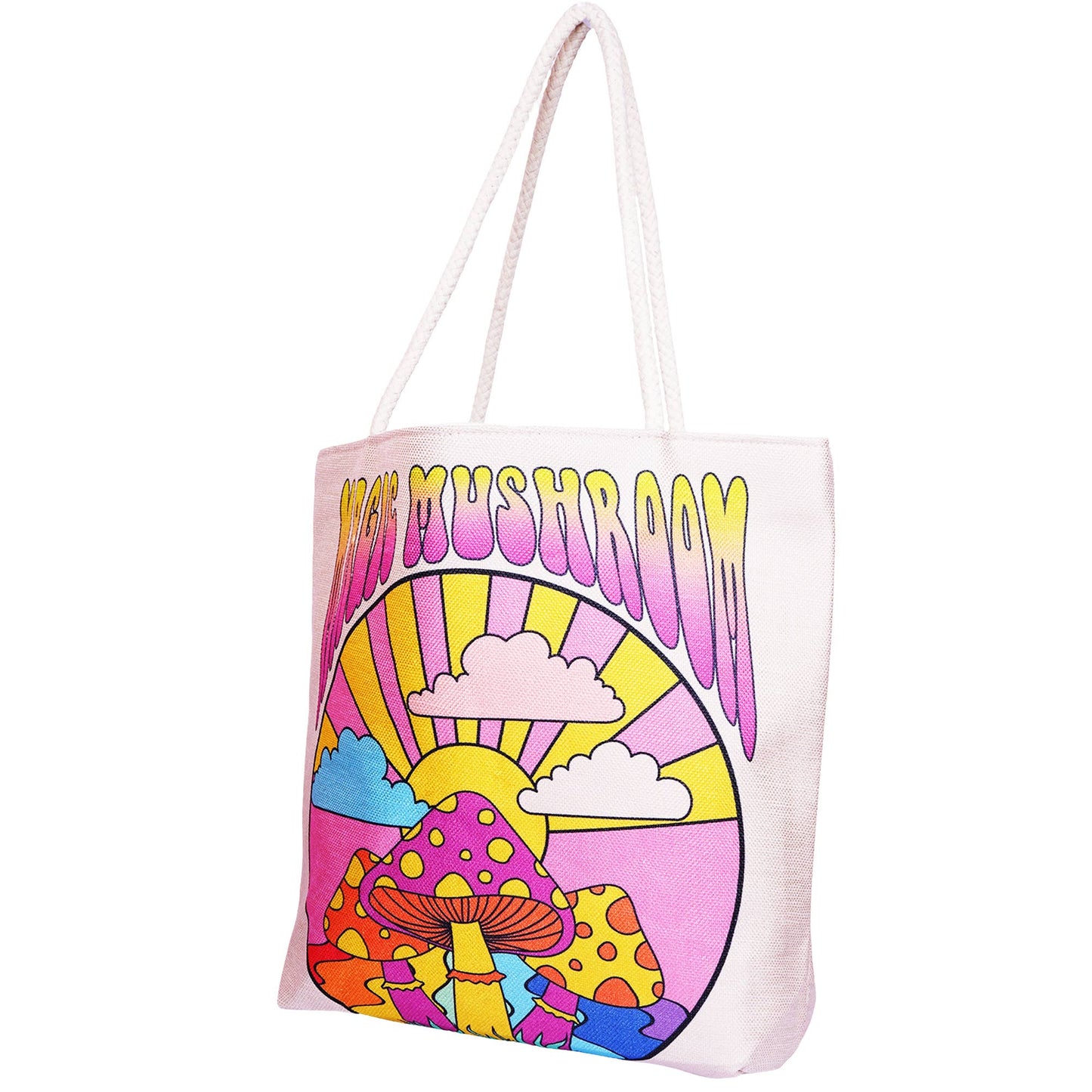 Magic Mushroom Techno Jute Tote Bag