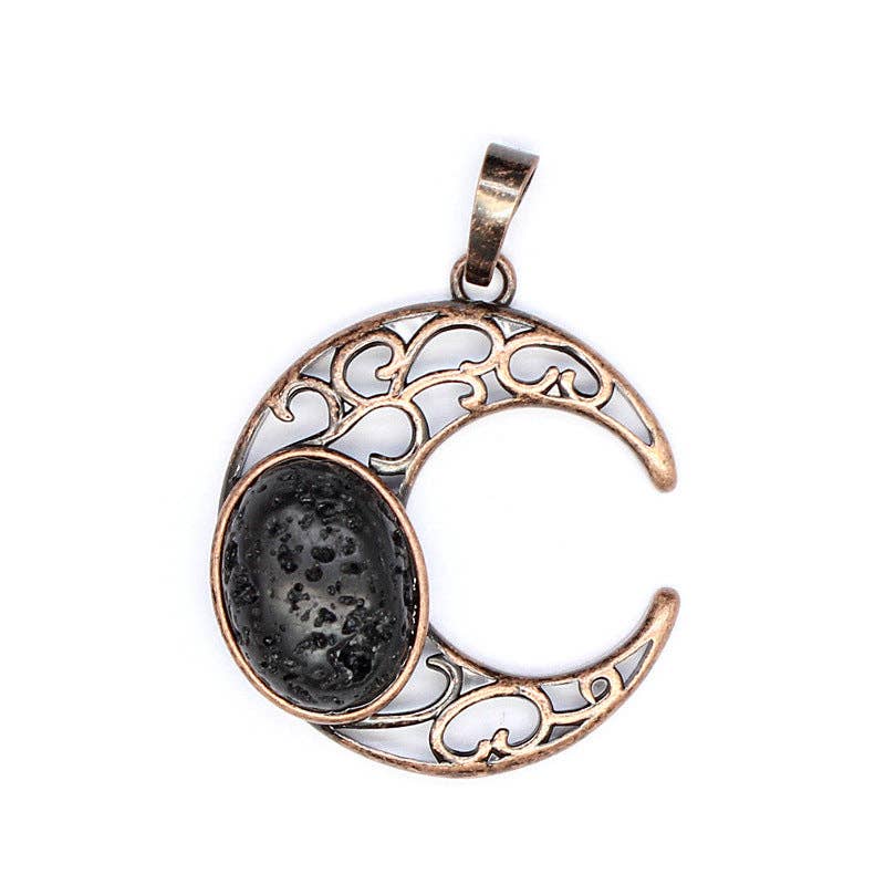 Natural Stone Hollow Moon Charm (Single Pendant) - CS/MS