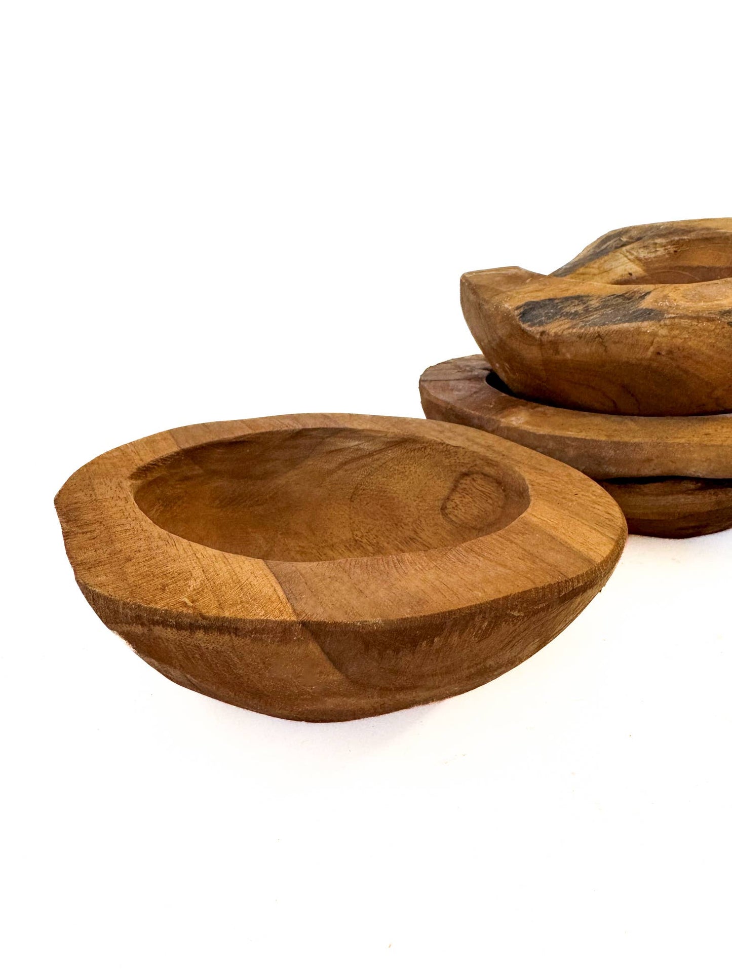 8" Hand-Carved Teak Wood Bowl