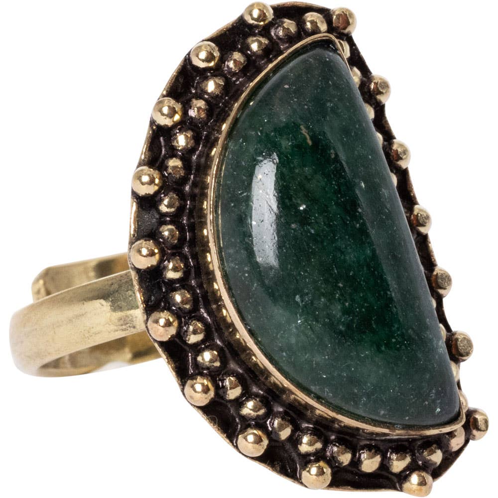 ADJUSTABLE GOLD TONE GEMSTONE RINGS