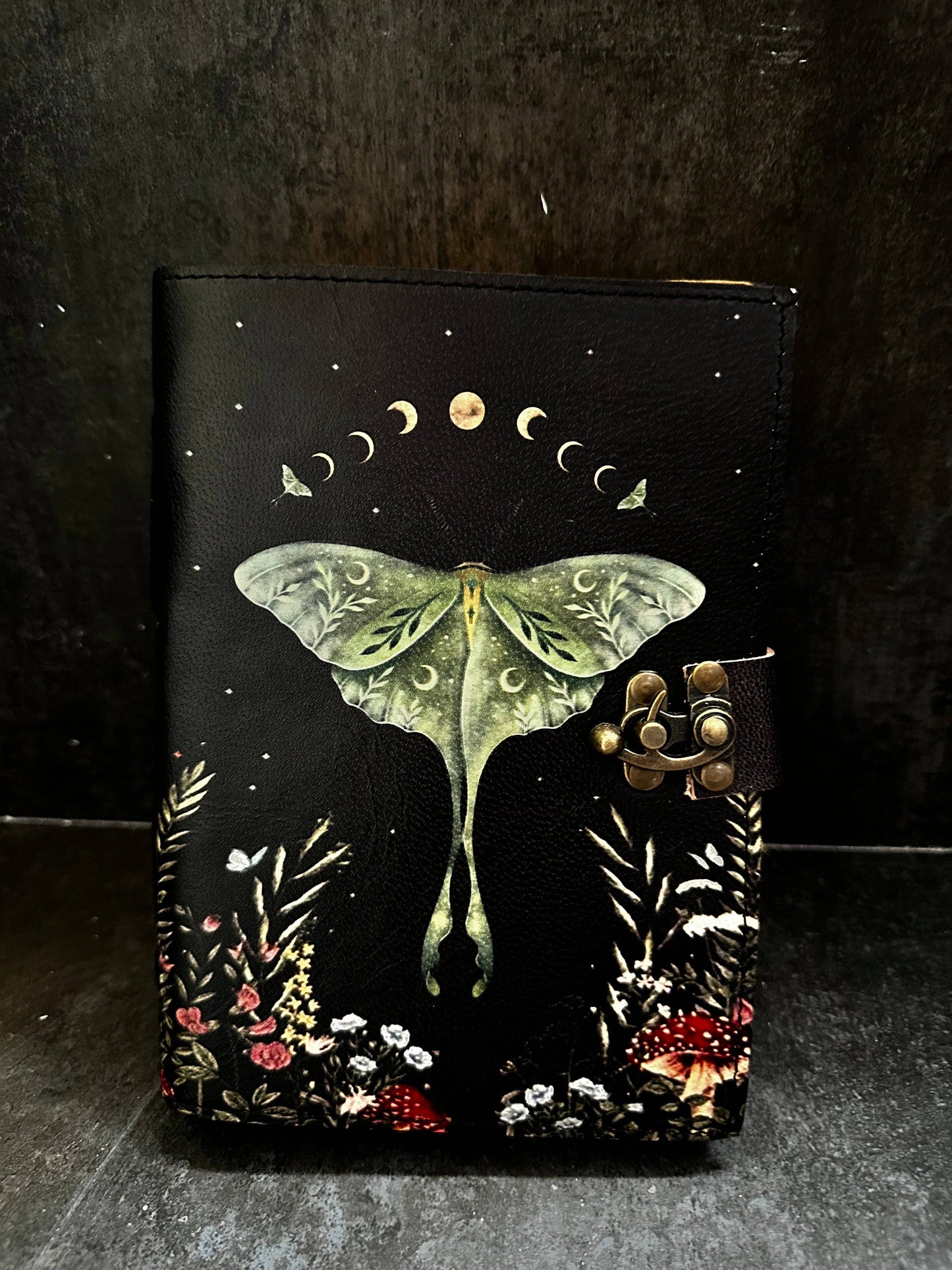 Luna Moth Journal | Leather Journal | Blank Vintage Notebook
