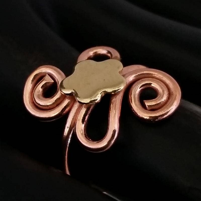 Art Deco Adjustable Beach Toe Rings in Pure Healing Copper