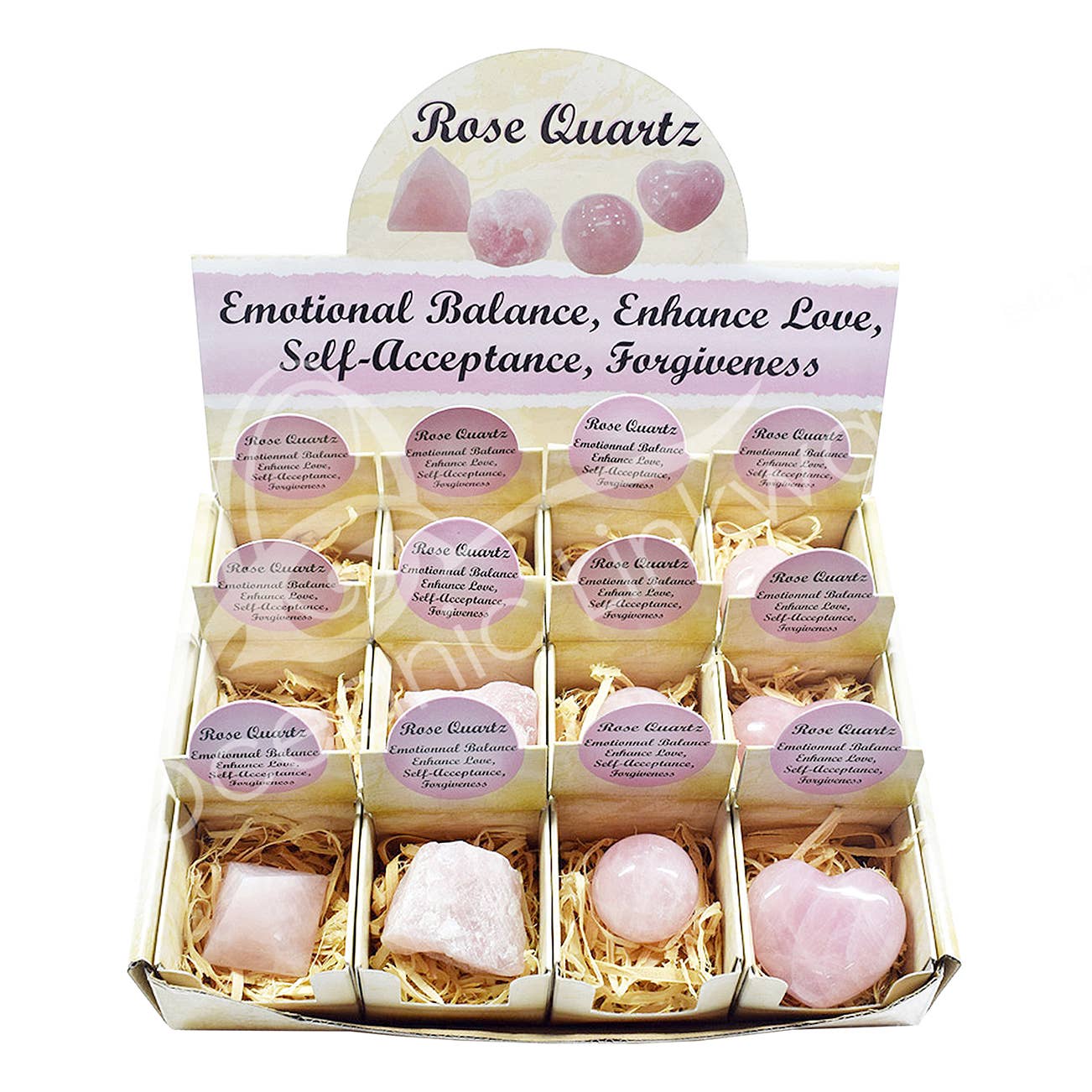 POP UP DISPLAY - ROSE QUARTZ (SET OF 12) 8.5"L X 6.5"W (SET