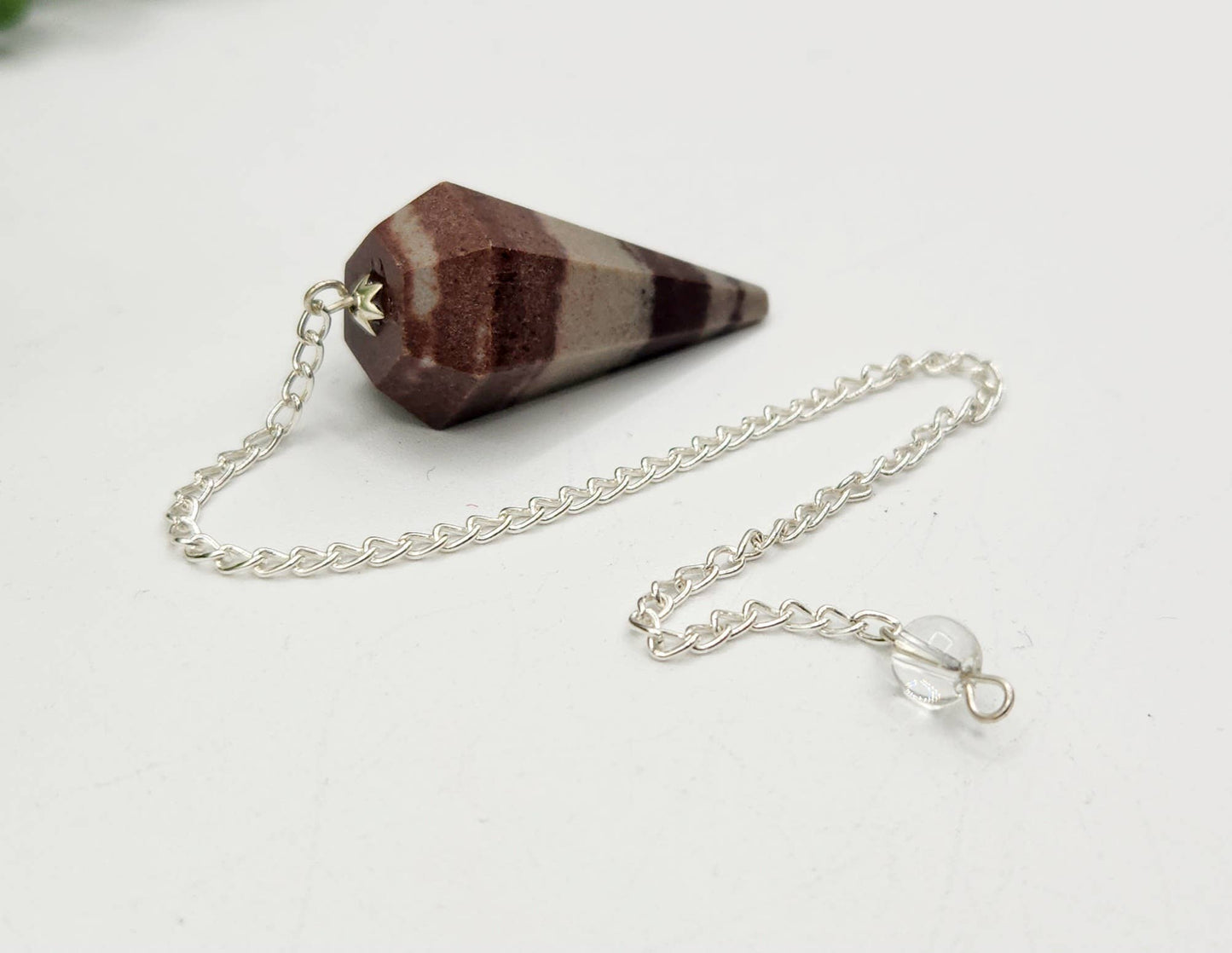 Shiva Lingham Pendulum w/Silver Plated Chain & Clear Quartz