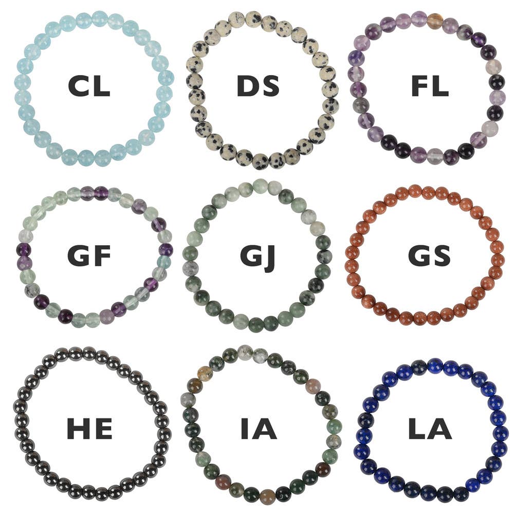 6mm Crystal Gemstone Stretch Bracelets