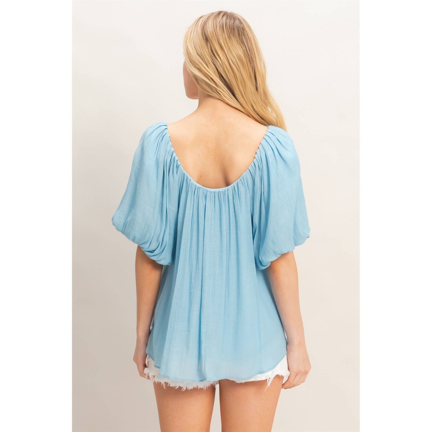 Gathered Puff Sleeve Blouse