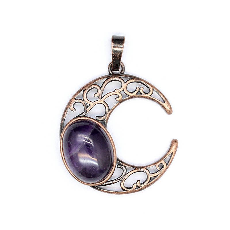 Natural Stone Hollow Moon Charm (Single Pendant) - CS/MS