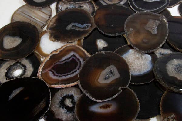 BLACK AGATE SLABS, SLICES- Sold By the Piece