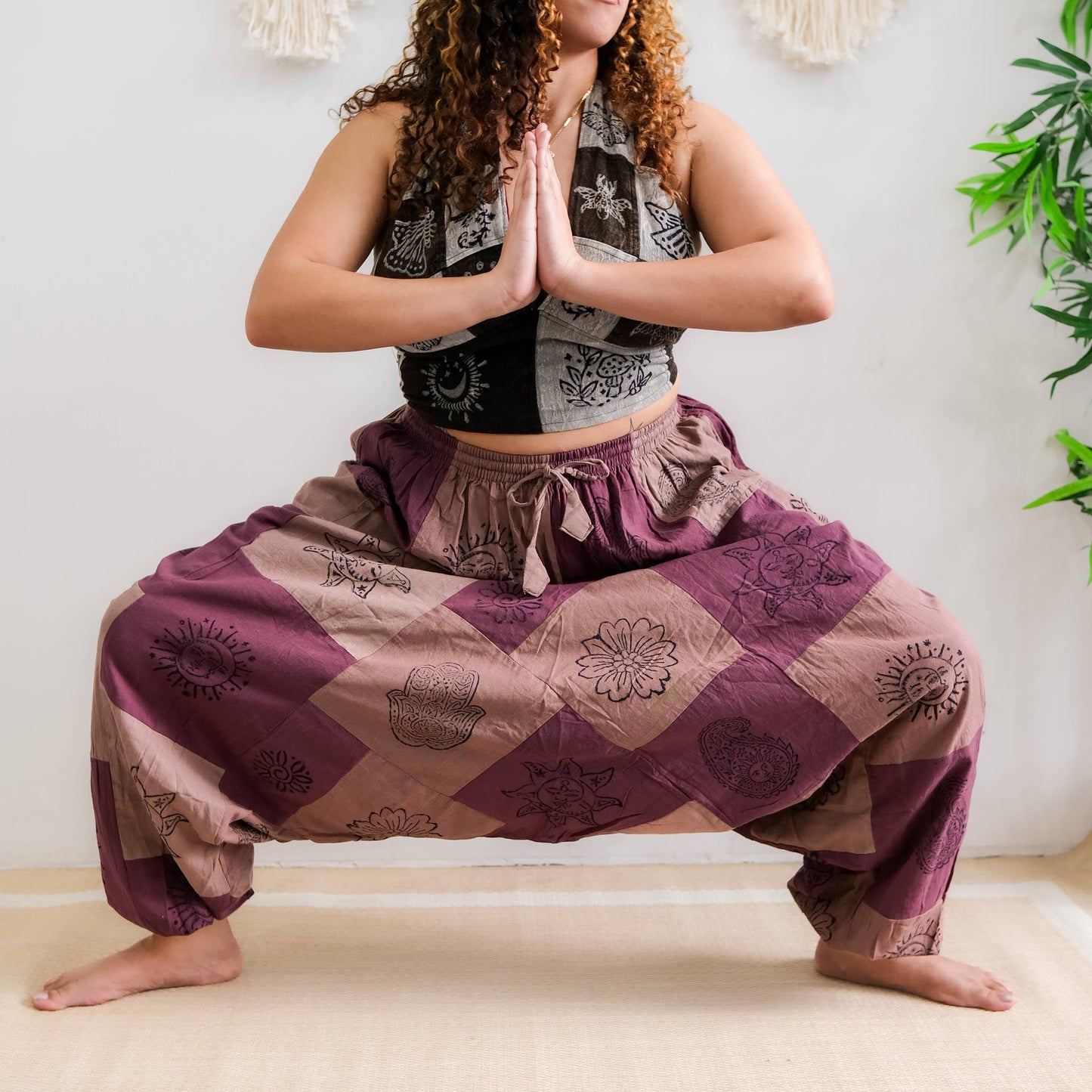 Patchwork Block Print Harem Pants (P39-U5G)