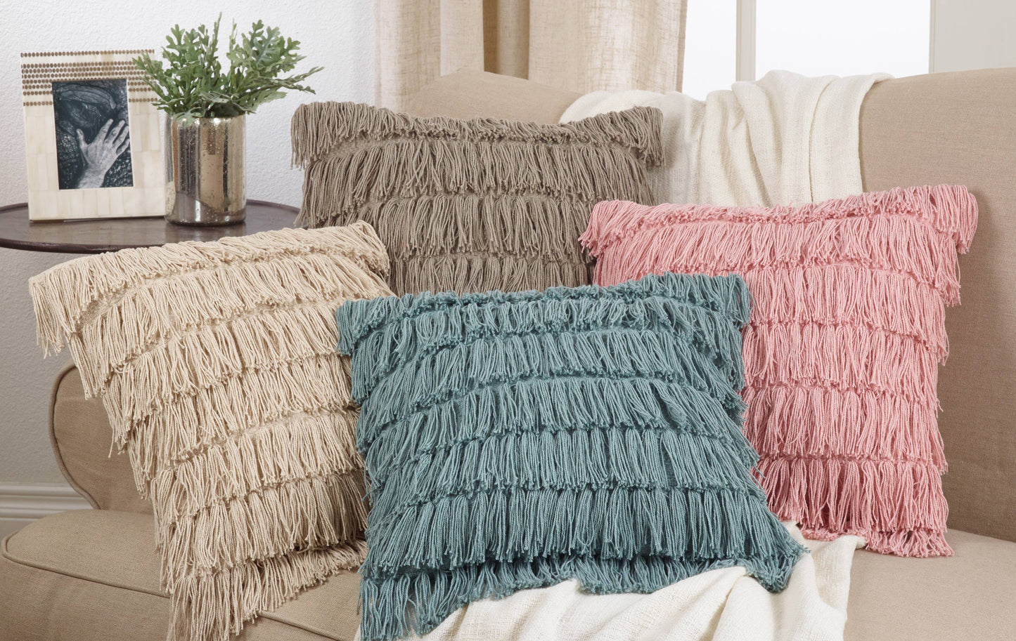 Woven Fringes Throw Pillow