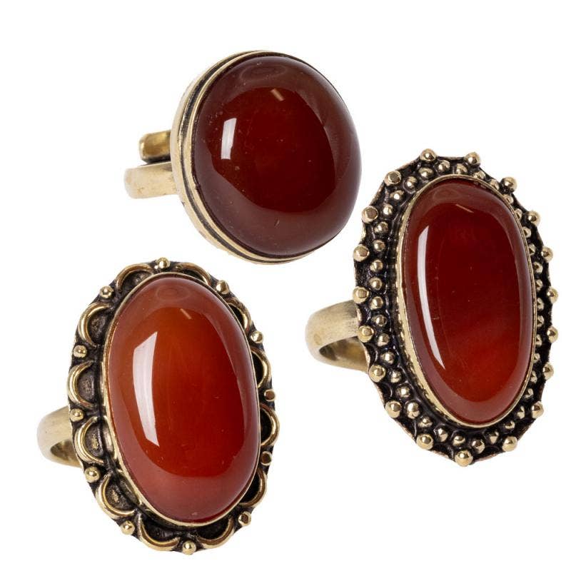 ADJUSTABLE GOLD TONE GEMSTONE RINGS