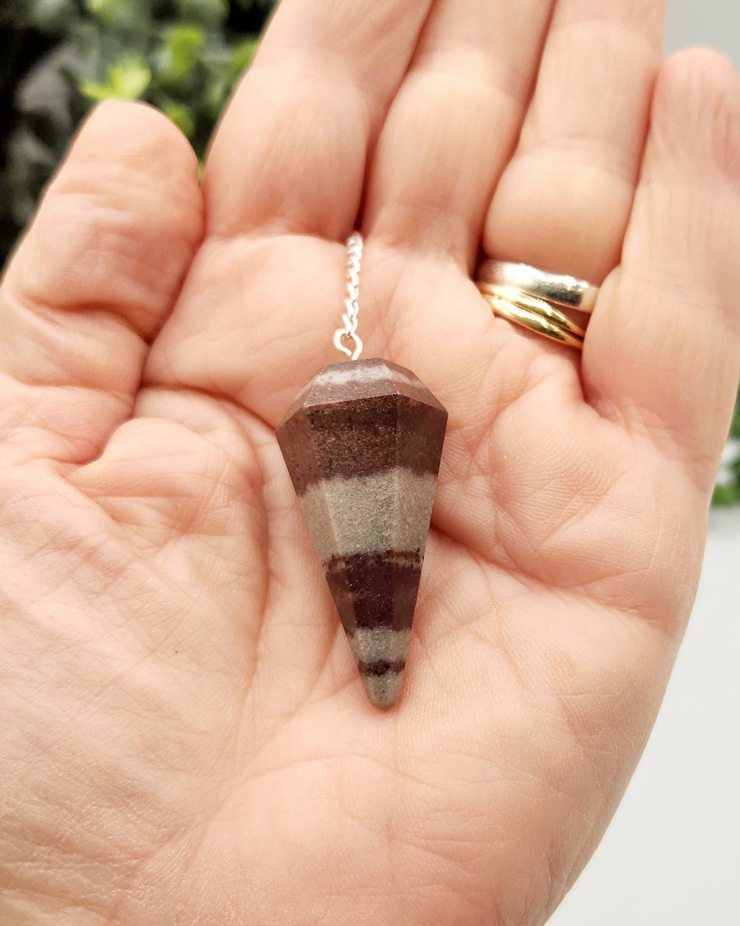 Shiva Lingham Pendulum w/Silver Plated Chain & Clear Quartz
