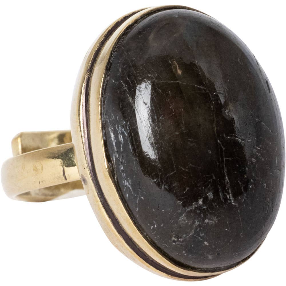 ADJUSTABLE GOLD TONE GEMSTONE RINGS