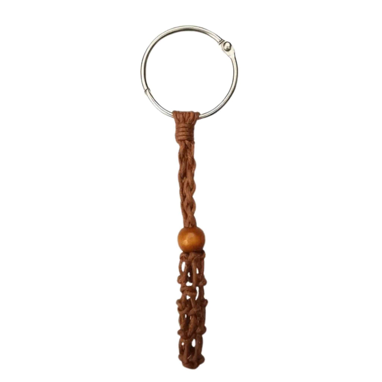 Adjustable Macrame Crystal Holder Keychain.