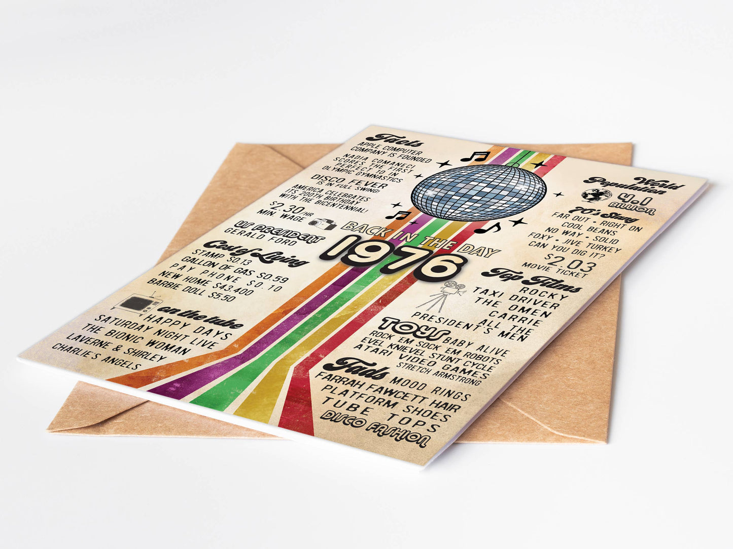 50th Birthday Card, Greeting Cards | 1976 Disco Era, display