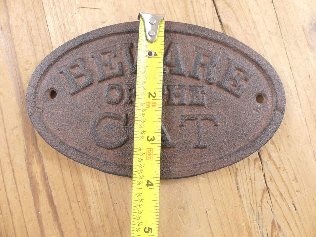 CAST IRON BEWARE OF THE CAT SIGN