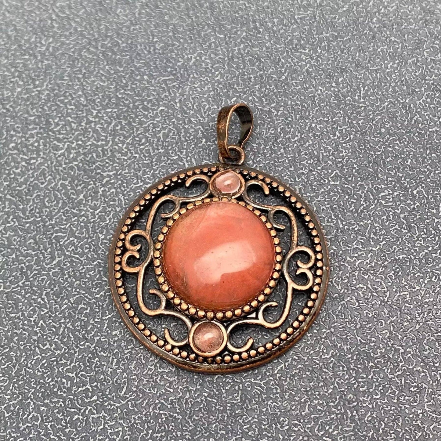 Vintage Natural Stone Hollow Circular Charm  Pendant - CS