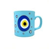 Evil Circle Eyes Light Blue Coffee Mug Cup 1.5 Cup