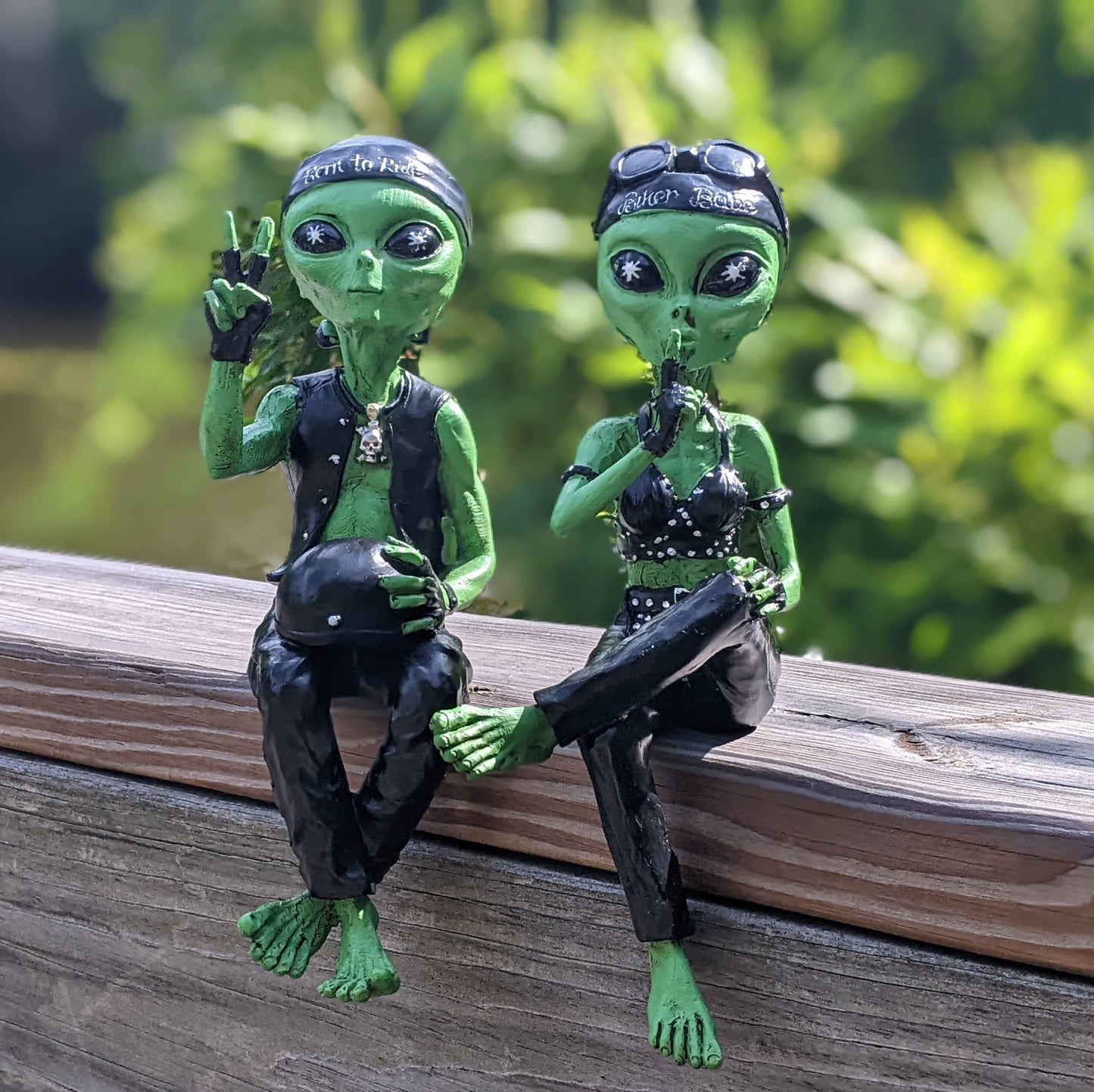 Alien Invasion Biker Babe & Dude Ledge Lounger Set 10" tall