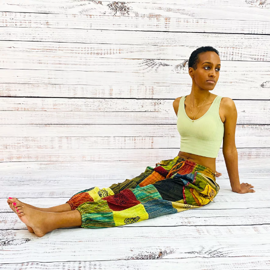 Patchwork Cotton Pants with Multi Pocket (P45-A2E)
