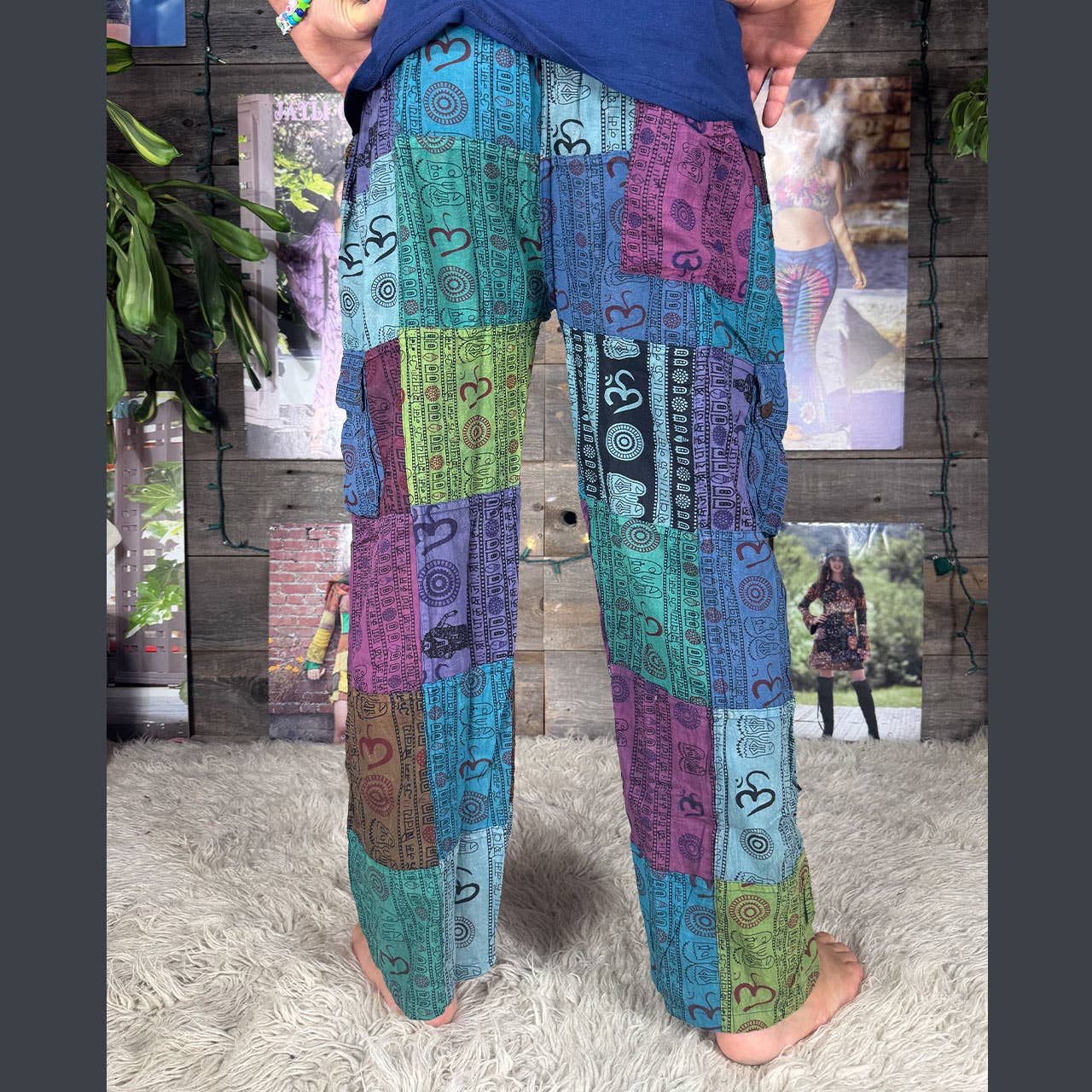 Cotton Stonewash Up-Cycle Patchwork Cargo Pants