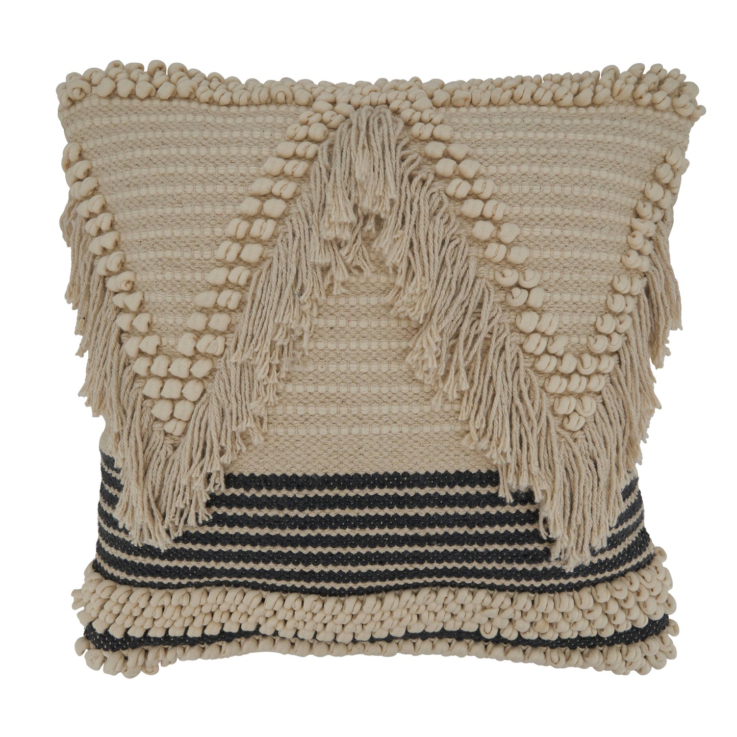 Woven Throw Pillow With Fringe Design