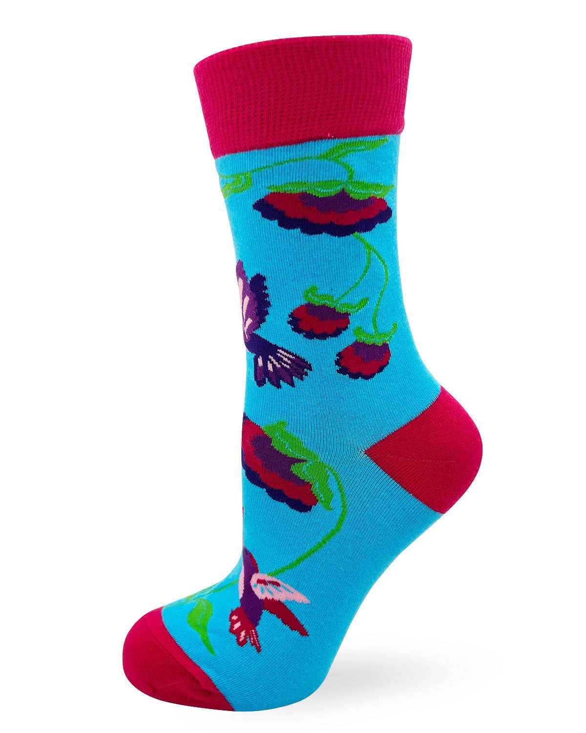 Colorful sock with floral design on a white background